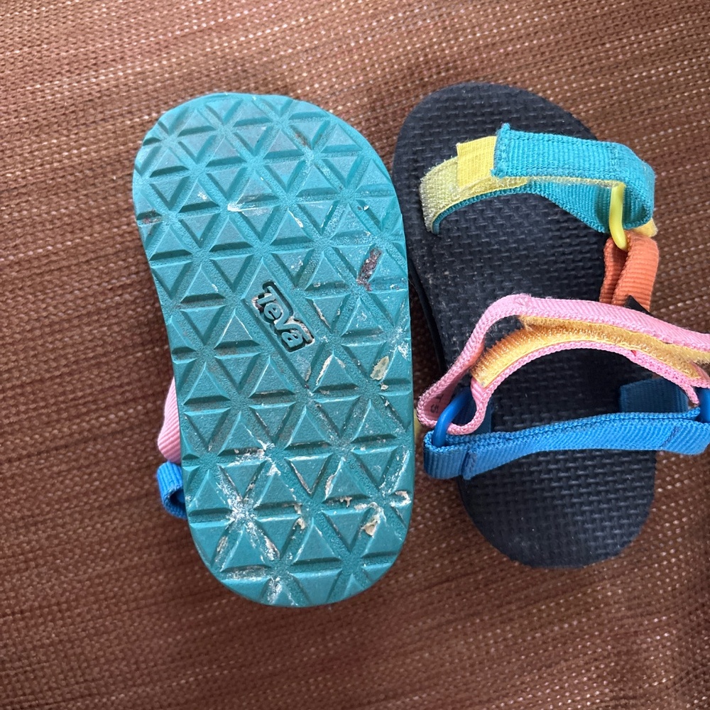 Teva Kids Multicolor Strappy Sandals - Blue, Pink, Yellow, Orange - Picture 2 of 3